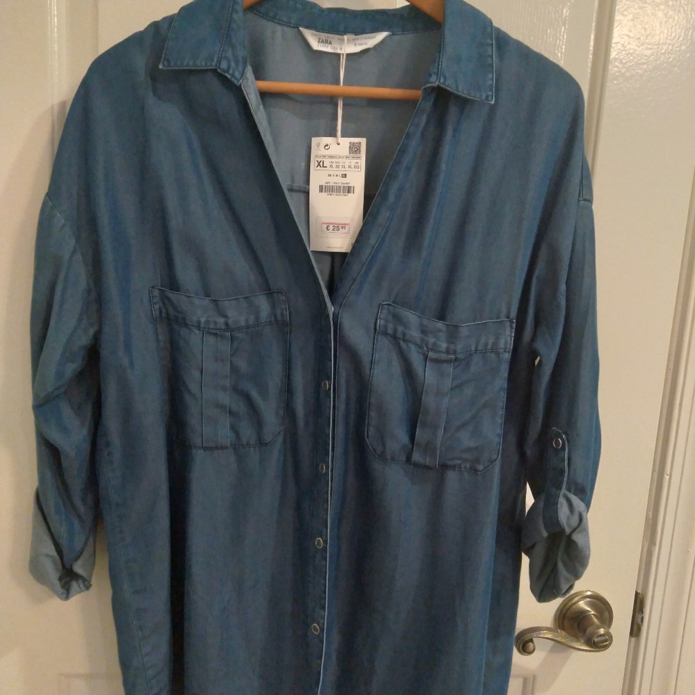 Denim Zara XL Button-up Shirt | NWT 👔 - Picture 5 of 10